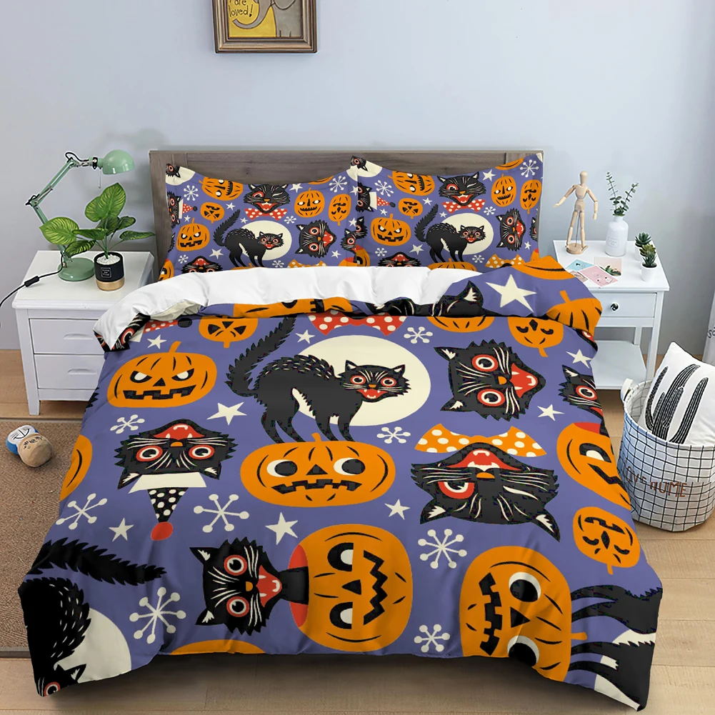 

Skull Halloween Bats Bedding Set Boys Girls Twin Queen Size Duvet Cover Pillowcase Bed Kids Adult Home Textileextile