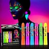 6 Uv Black Light Facial Oil Paint Crayon Set, Black Light Makeup Neon Face and Body Oil Paint Stick Marker Pen for Carnival Halloween Masquerade Makeup 1
