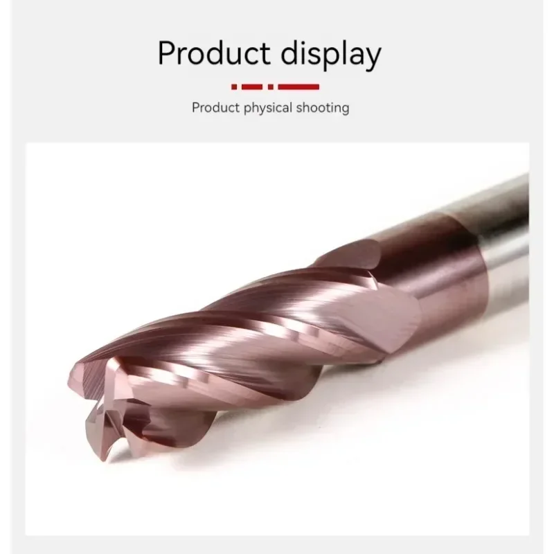 HRC62 Corner Radius End Mill CNC R Bull Nose Milling Cutter Metal Router Tungsten Carbide Steel Tool R0.5 R1 4Flutes carbide milling cutter