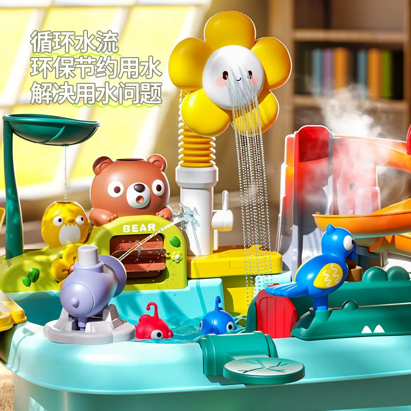 Children's kitchen toys electric fun water play water wash basin fishing dishwashing home role-playing baby early education toy kitchen toys pretend kitchen toys