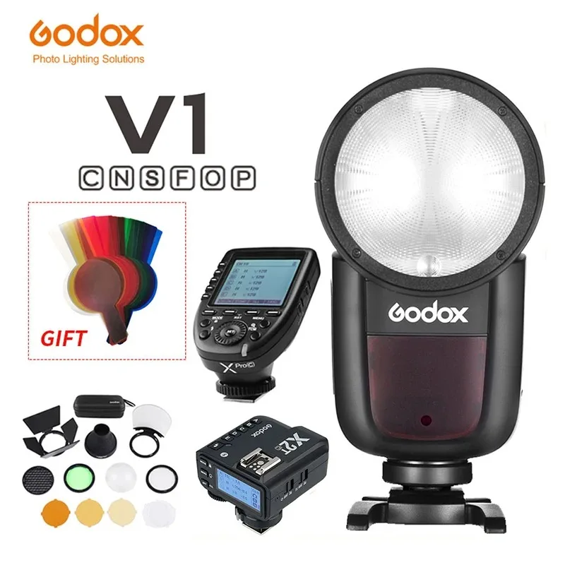 Godox V1 V1C V1N V1S V1F V1O Ttl Hss 1/8000S Speedlite Flash Con Xpro Trigger Per Canon Nikon Sony Fuji Olympus