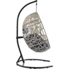 Outdoor Furniture Egg Chair Swing with Stand and Cushion, for Garden Patio Backyard Lawn, Wicker Tear Drop Hammock Chair 4