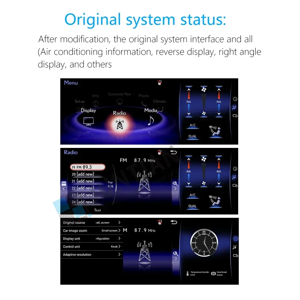 렉서스 차량용 내비게이션 GPS 카플레이, 2022 업그레이드, 퀄컴 안드로이드 13, 자동 HD 스크린 멀티미디어 플레이어, ES200, ES300h, ES260, XV70
