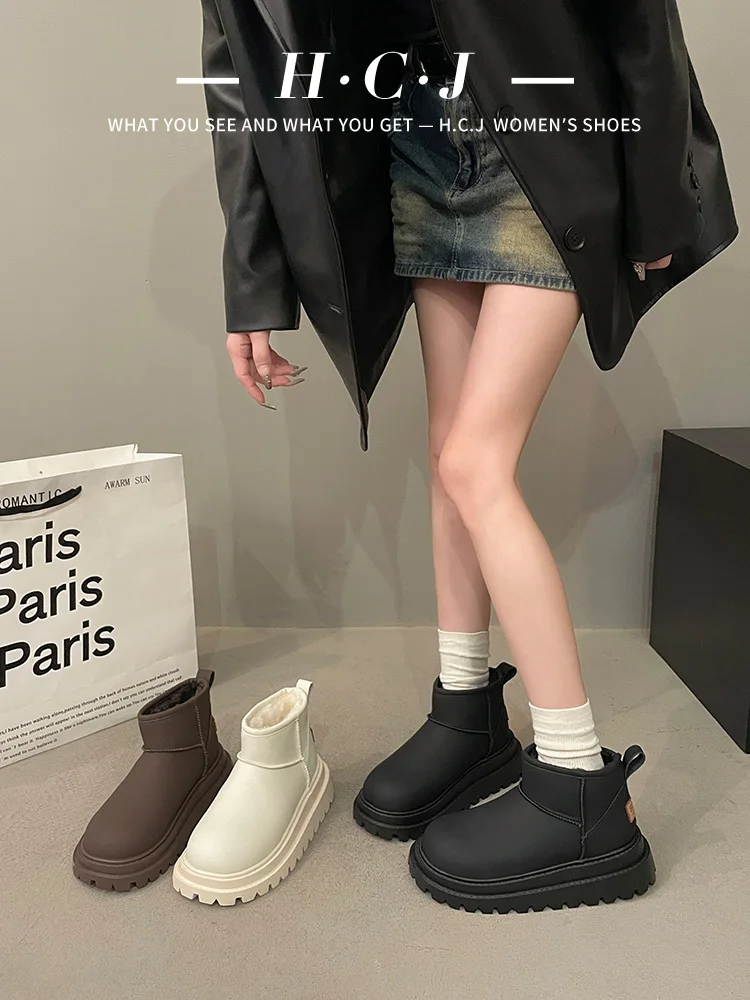 

Женские зимние ботинки на плоской подошве, австралийская Брендовая женская обувь, женские плюшевые ботинки с круглым носком, модная зимняя обувь средней длины в стиле "Лолита", 2023