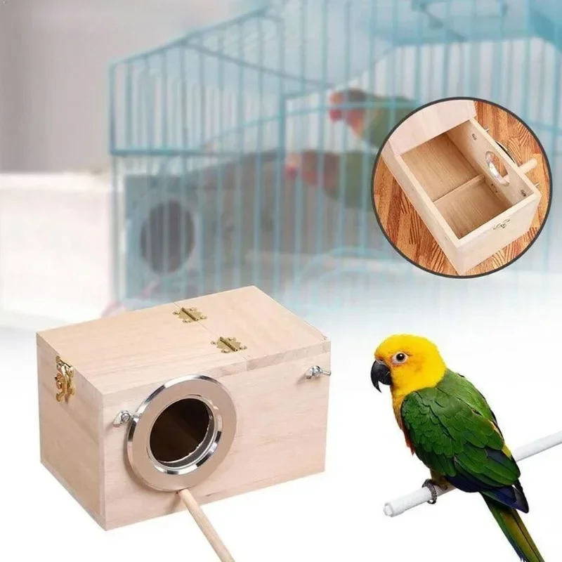 Wood Bird Breeding Box Parakeet Nest Box Budgie Cage Wood Pet Bird House For Parrot Lovebirds Finch Pet Supplies bird house,bird nest
