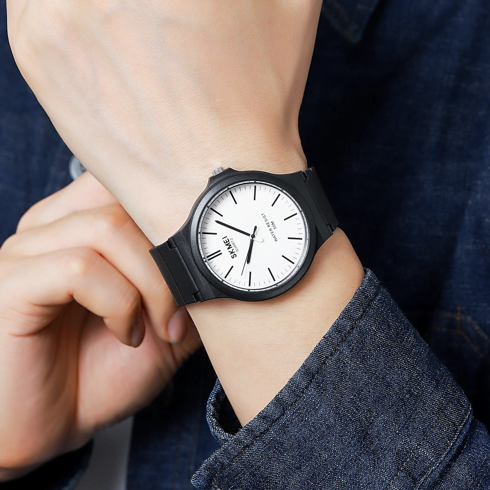 SKMEI Fashion Casual Quartz Wristwatches For Men 3Bar Waterproof Watches Male Time Clock reloj hombre 4