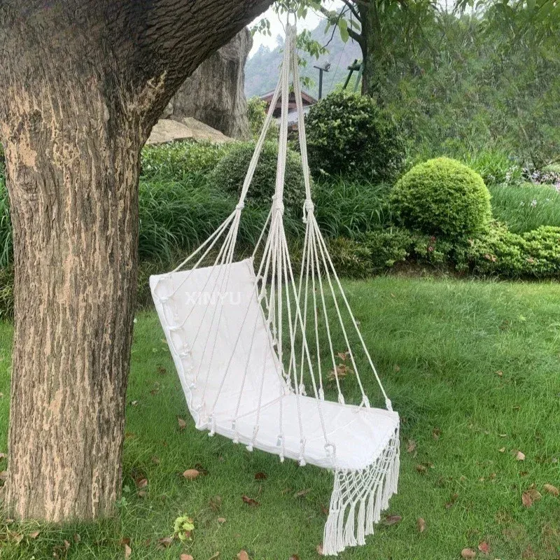Canvas Tassel Sponge Hanging Chair Photography Props Children's Swing Outdoor Courtyard Indoor Hanging Basket