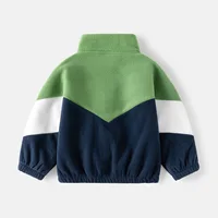 Vêtements d'hiver vêtements pour enfants nouvelle veste polaire pour enfants garçon bébé couleur correspondant hauts décontractés décontracté Simple 3