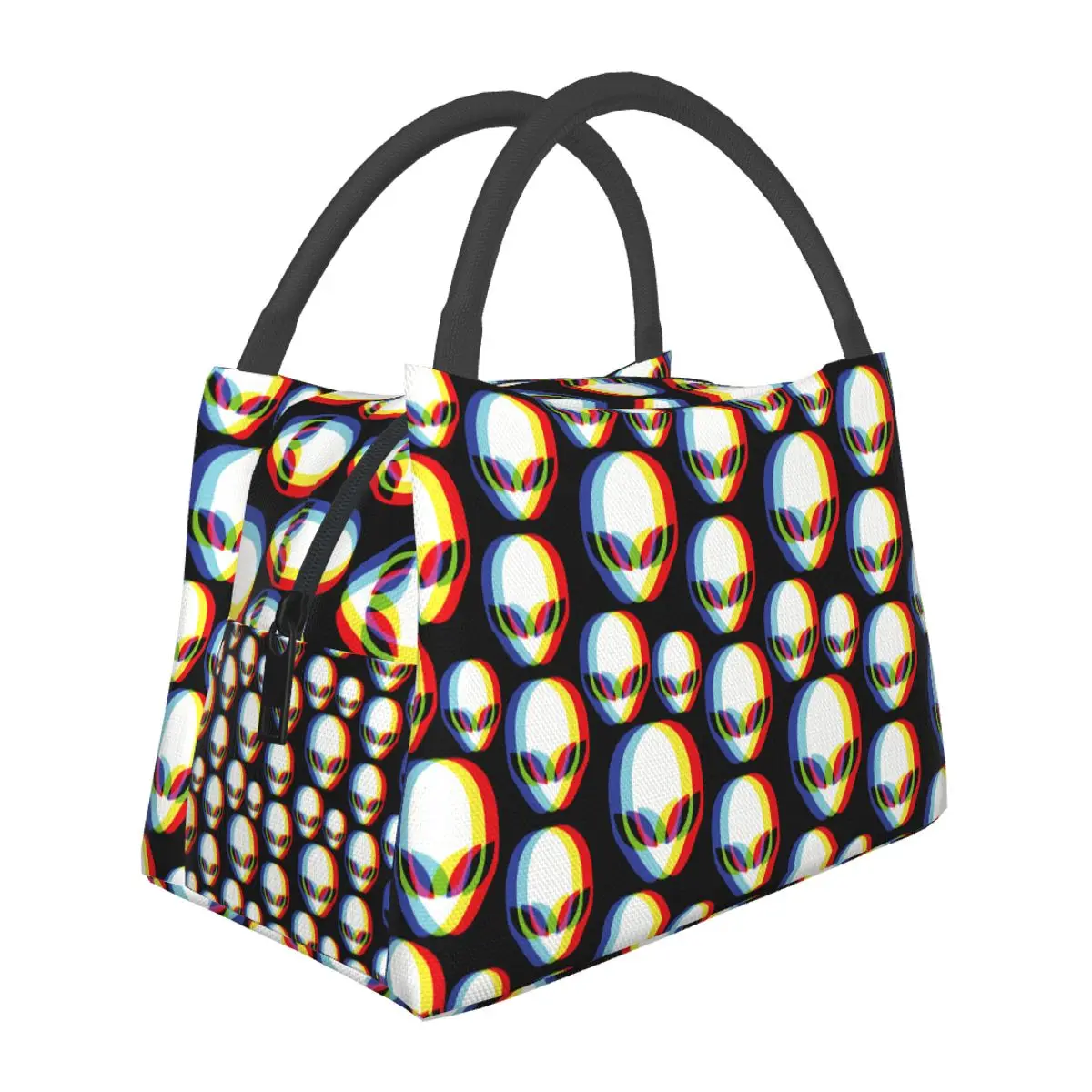 

Lunch Bag Female Psychedelic 3d Alien Fashion Thermal Cooler Bag Portable Picnic Trippy Aliens Oxford Lunch Box Bento Pouch