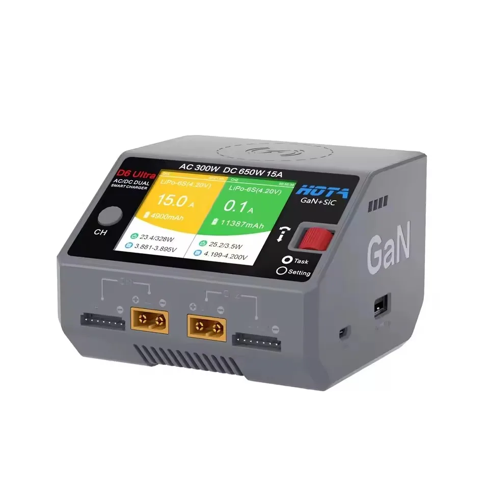 HOTA D6 ウルトラ デュアルチャンネル充電器 - AC 300W/DC 650W (GaN+