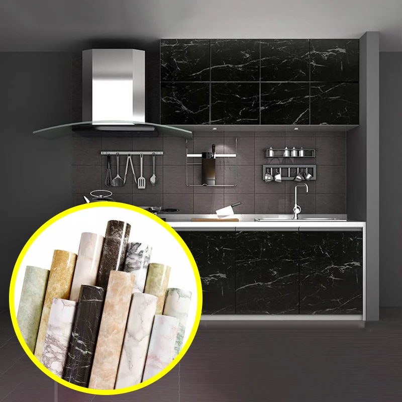 

Marble Wall Stickers Self Adhesive PVC Wallpaper Waterproof Bathroom Kitchen Cupboard Room Decoration Wall Home Decor Stickers