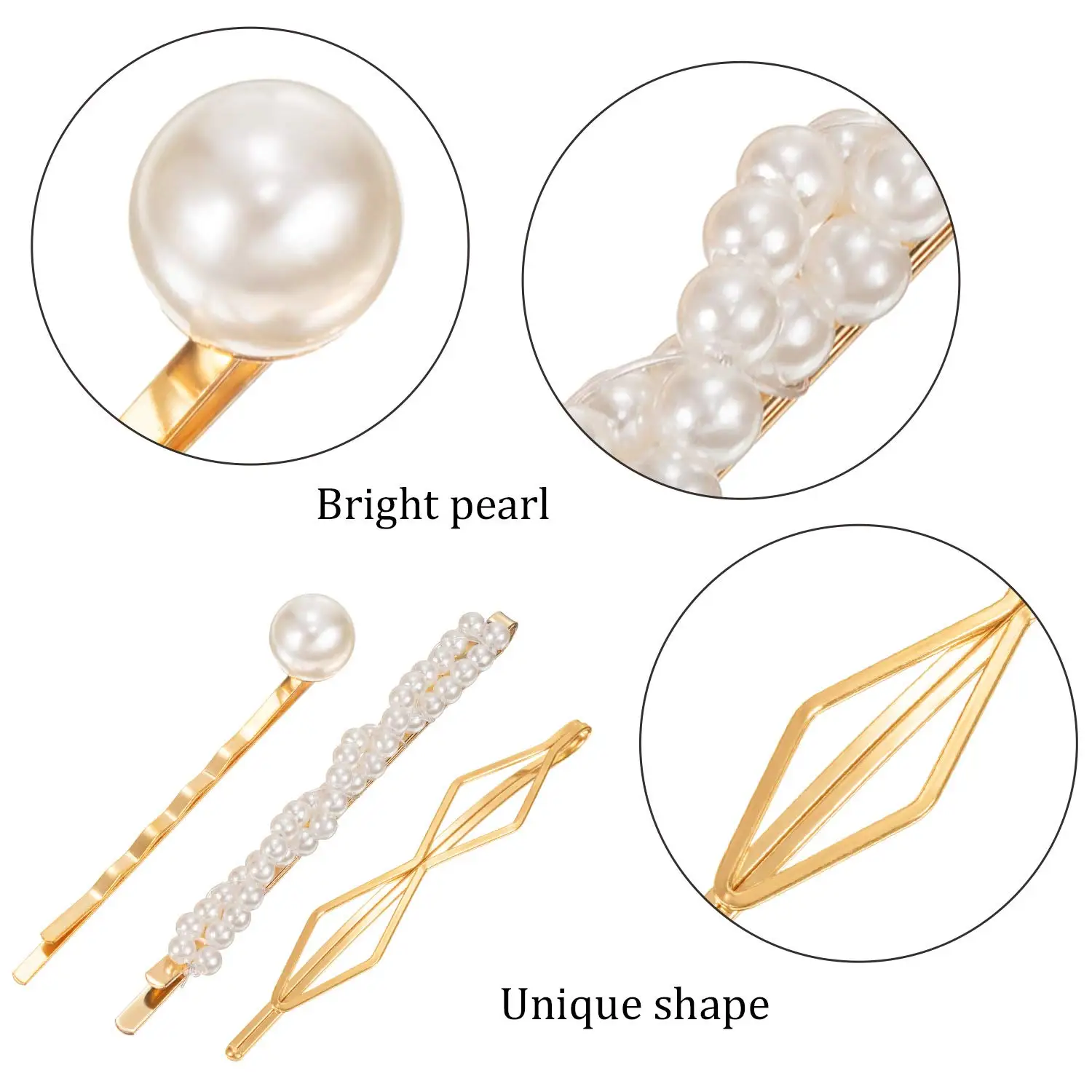 3/4/5 Pcs/Set Pearl Metal Hair Clips for Women Sweet Simple Geometric Hairpin Barrettes Girl Hair Accessories Fashion Jewelry