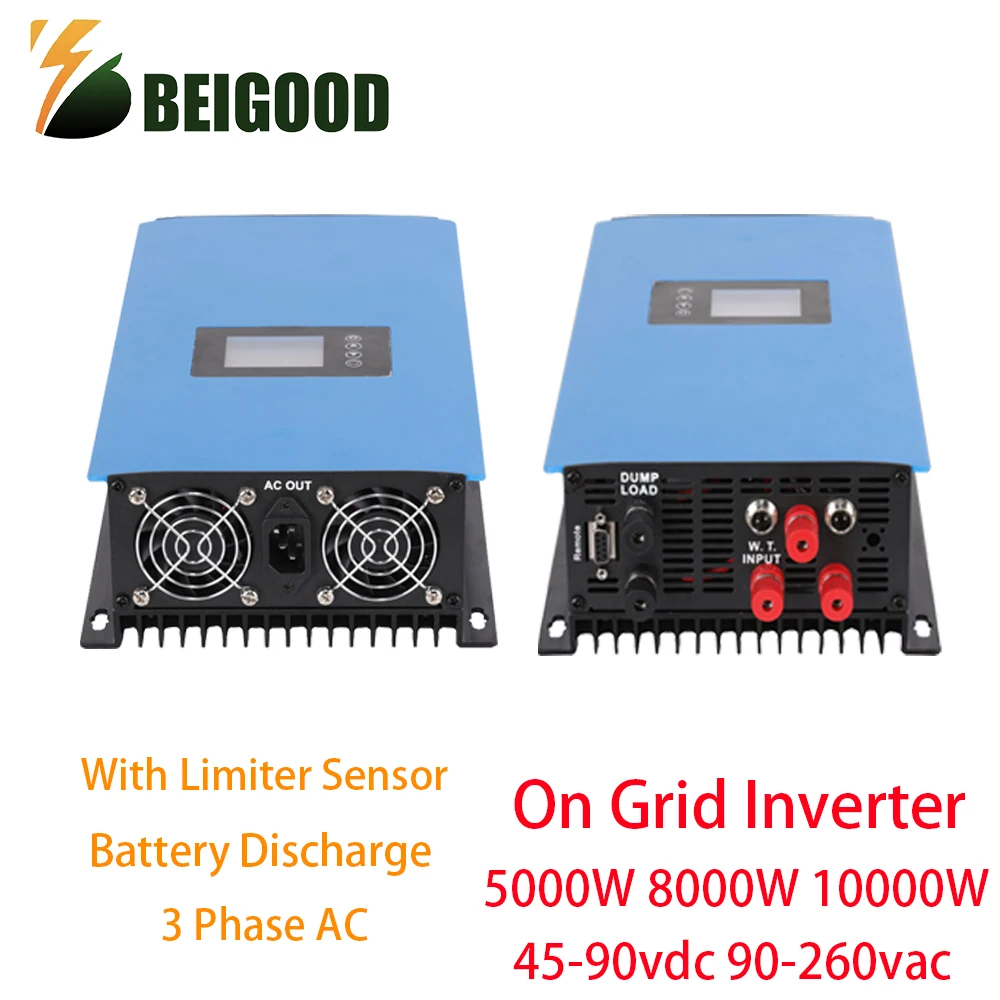 5Kw 8Kw 10Kw Wind Mppt Power On Grid Tie Inverter Con Sensore Limitatore Onda Sinusoidale Pura 230V Per Generatore Eolico 24V 48V