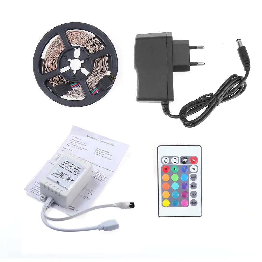 

5M RGB 5050 2835 Waterproof LED Strip light SMD 24-44Key Remote 12V US Power Full Kit practical portable light
