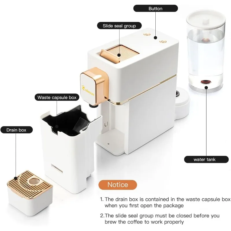 Cutesun Espresso Machine for Coffee Capsules Compatible with Nespresso OriginalLine Machine, Espresso Maker, White 5