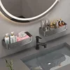 No-Drill Bathroom Shelf Shelves Shampoo Makeup Storage Holder Kitchen Organizer Wall Mounted Bathroom Accessories Aluminum Alloy 3