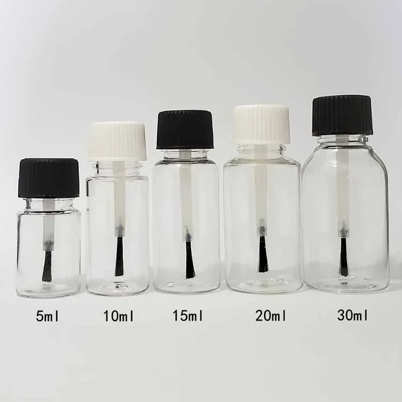 Plastic Nail Polish Bottles Empty Cosmetic Containers Clear Liquid Sample Bottle With Brush 5/10Pcs 5ml 10ml 15ml 20ml 30ml refillable nail bottle,makeup empty bottle,cosmetic bottle,cosmetic sample container,cosmetic dispenser bottle,refillable cosmetic bottle,cosmetic bottle set,mini cosmetic bottle