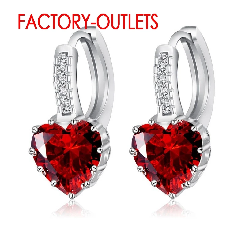 Heart Shape 925 Sterling Silver Brincos Pierced Earrings For Women Romantic Cubic Zirconia Gift Jewelry