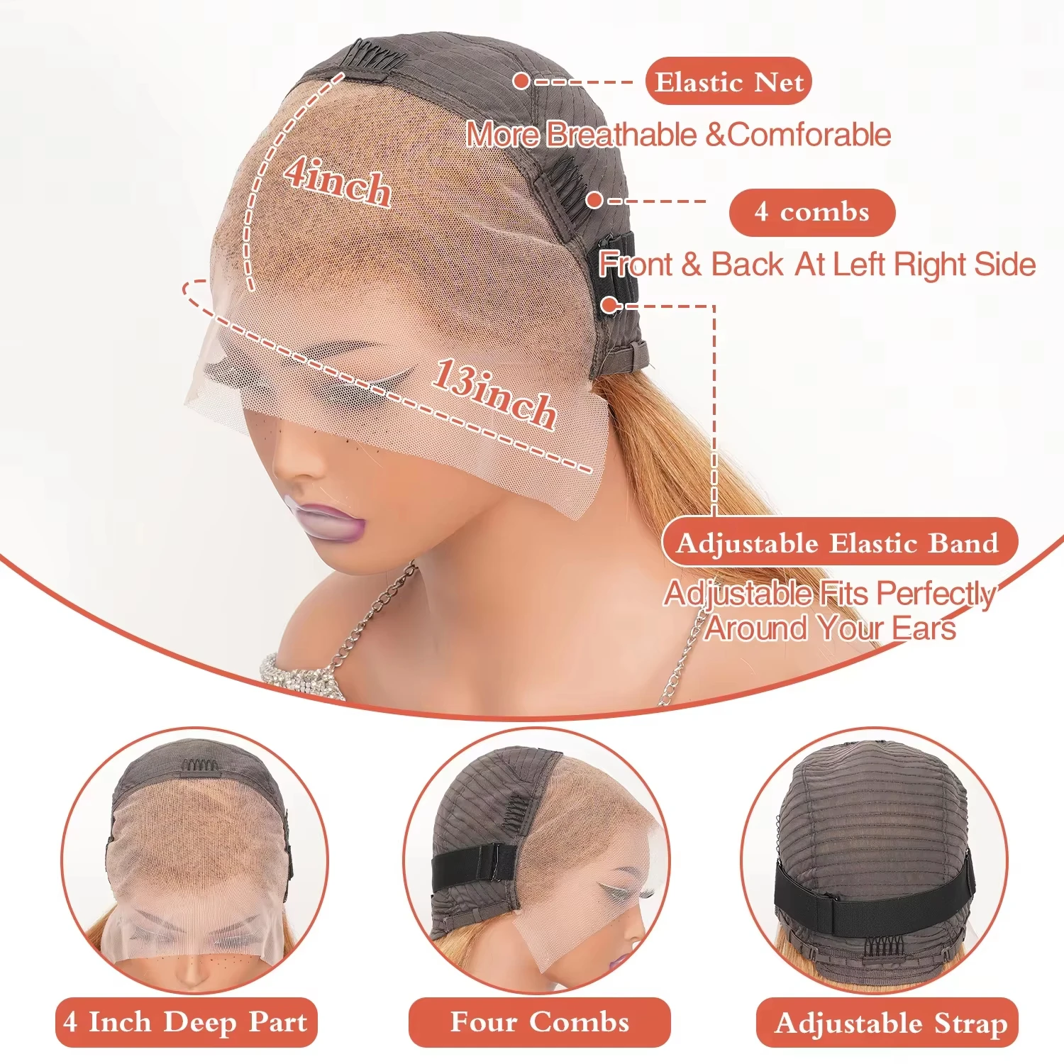 36 Inch 250% Density 27# Honey Blonde Highlight Bone Straight Human Hair Wigs 13x6 Ultra-Thin HD Lace Frontal Bleached Knots 6