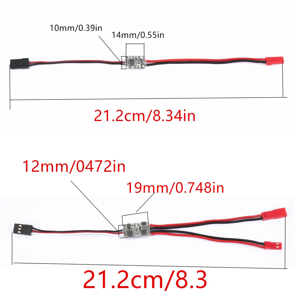 Interrupteur électronique pour drone montrant les cosses de connexion et le circuit interne.