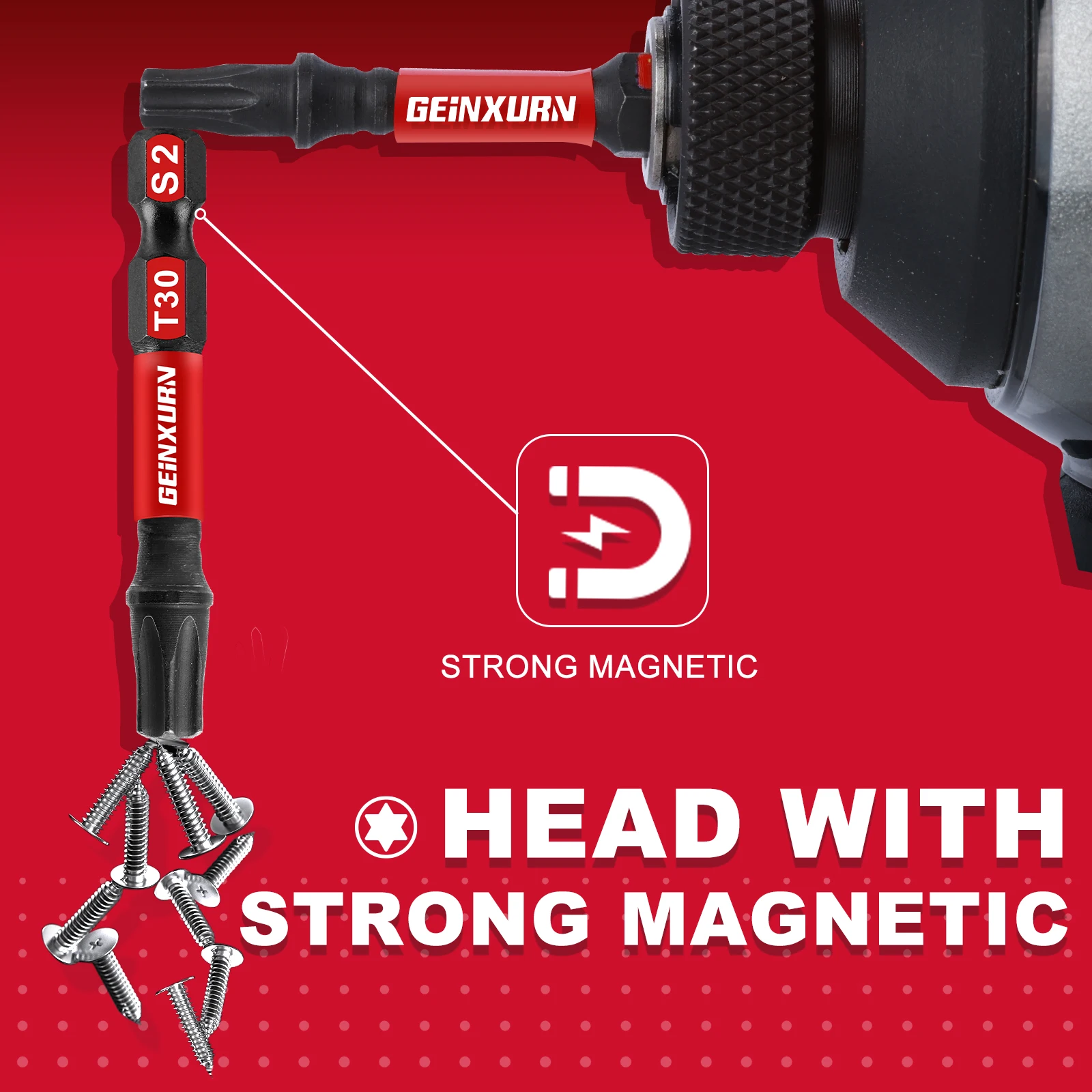 Magnetic Screwdriver Bit Set 2 In. Impact Tough Torx Head S2 Alloy Steel Star T30 Screwdriver Bits Set