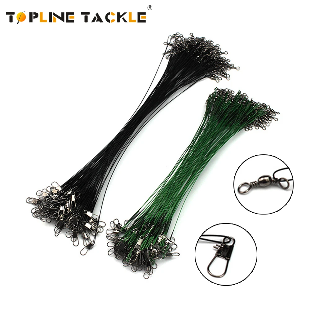 Fishing Line Steel Wire Leader With Swivel Double-Lock 15-30cm Fishing Accessory Lead Core Leash Wire 10/20/30pcs