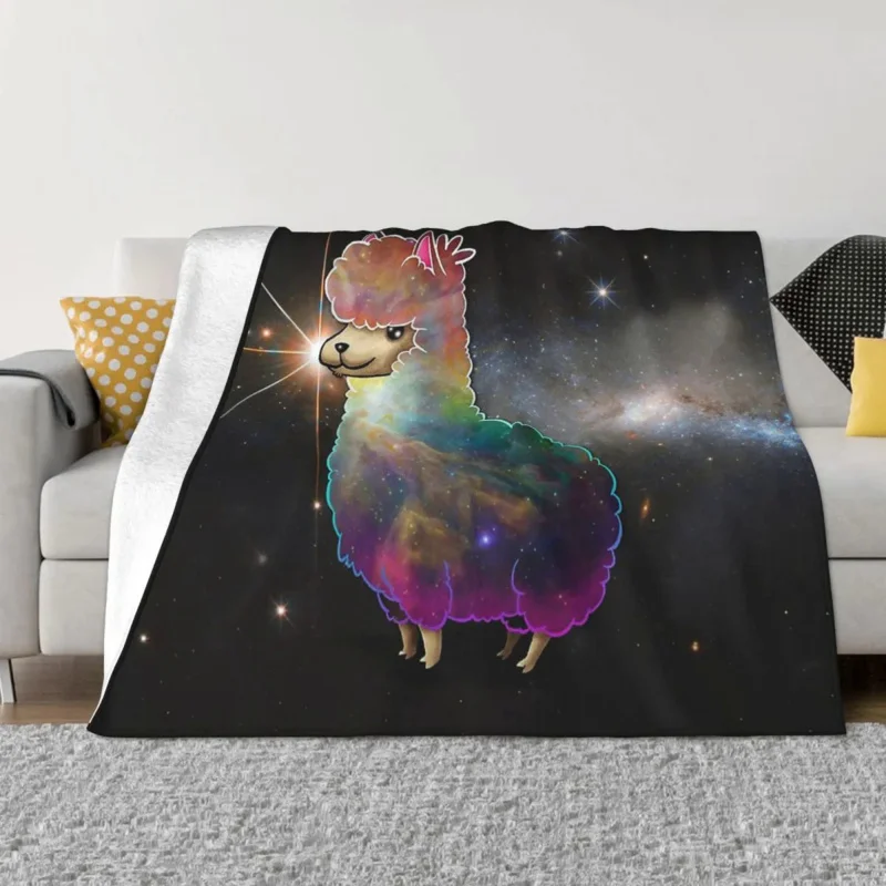 

Space Animal Blanket Flannel Decoration All Paka The Fluffy Alpaca Portable Home Bedspread