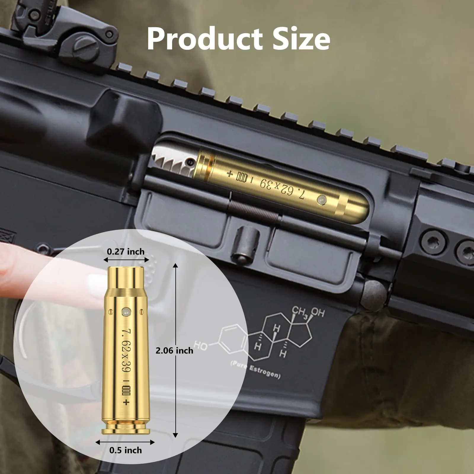 MidTen Red Dot Laser Boresighter 7.62x39mm Tactical Collimator Brass Cartridge With 3 Batteries For Rifle Airsoft Scope Hunting