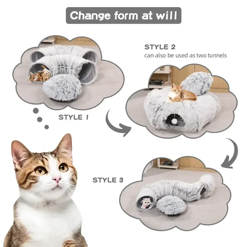 Plush Cat Nest, Pet Cat Passage, Tunnel Toys Suitable for Pet Cats and Dogs, Foldable and Detachable Cat Nest for Cleaning