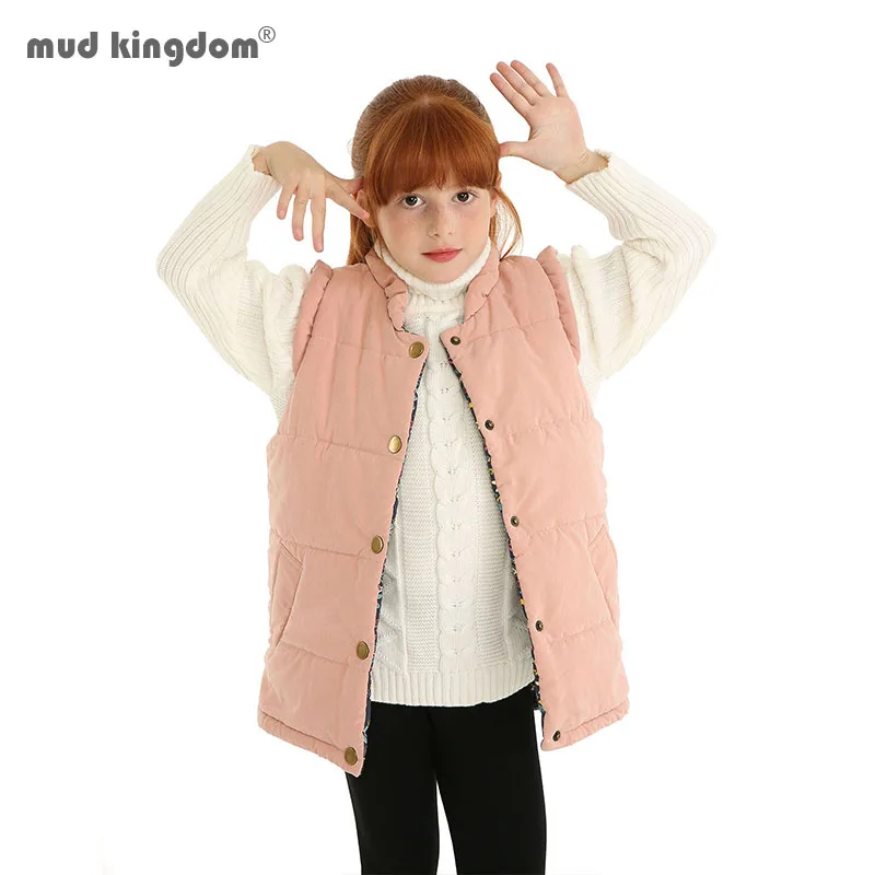 Mudkingdom Lightweight Girls Vest Jacket Snap Button Down Girls Sleeveless Outerwear Winter Waistcoat Gilet Puffy Coats