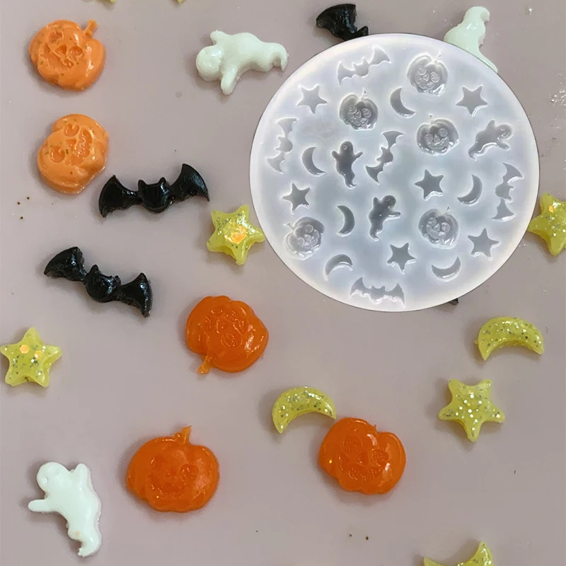 7*7cm Halloween Silicone Mould Clear 3D Nail Stamping Stencils UV Gel Polish Manicure Mould Craft Jewelry Decora Making Molds&*& 4