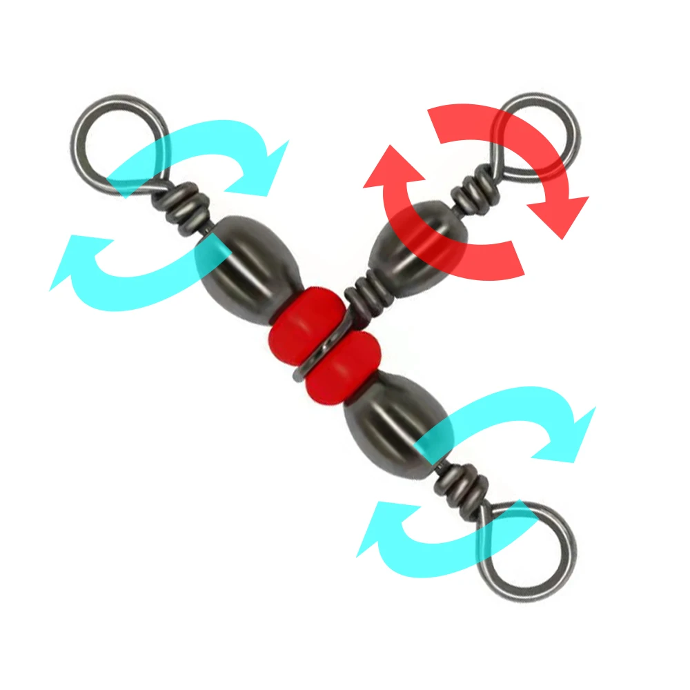 

20Pcs Japanese New Trident Bottle-Shaped Three-Pronged Ring 8-Word Ring Splitter T-Swivel Red Bead Swivel Fishing Accessories