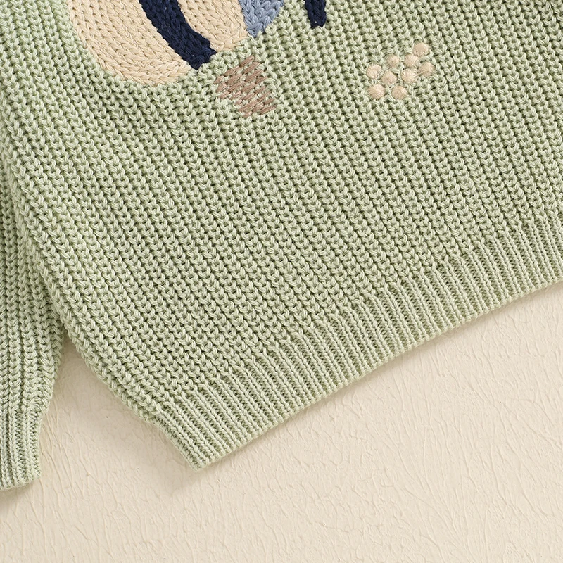 FOCUSNORM 5 Farben Herbst Winter Baby Jungen Mädchen Geburtstag Pullover Brief Stickerei Warme Gestrickte Langarm Pullover Strickwaren – Detail 27