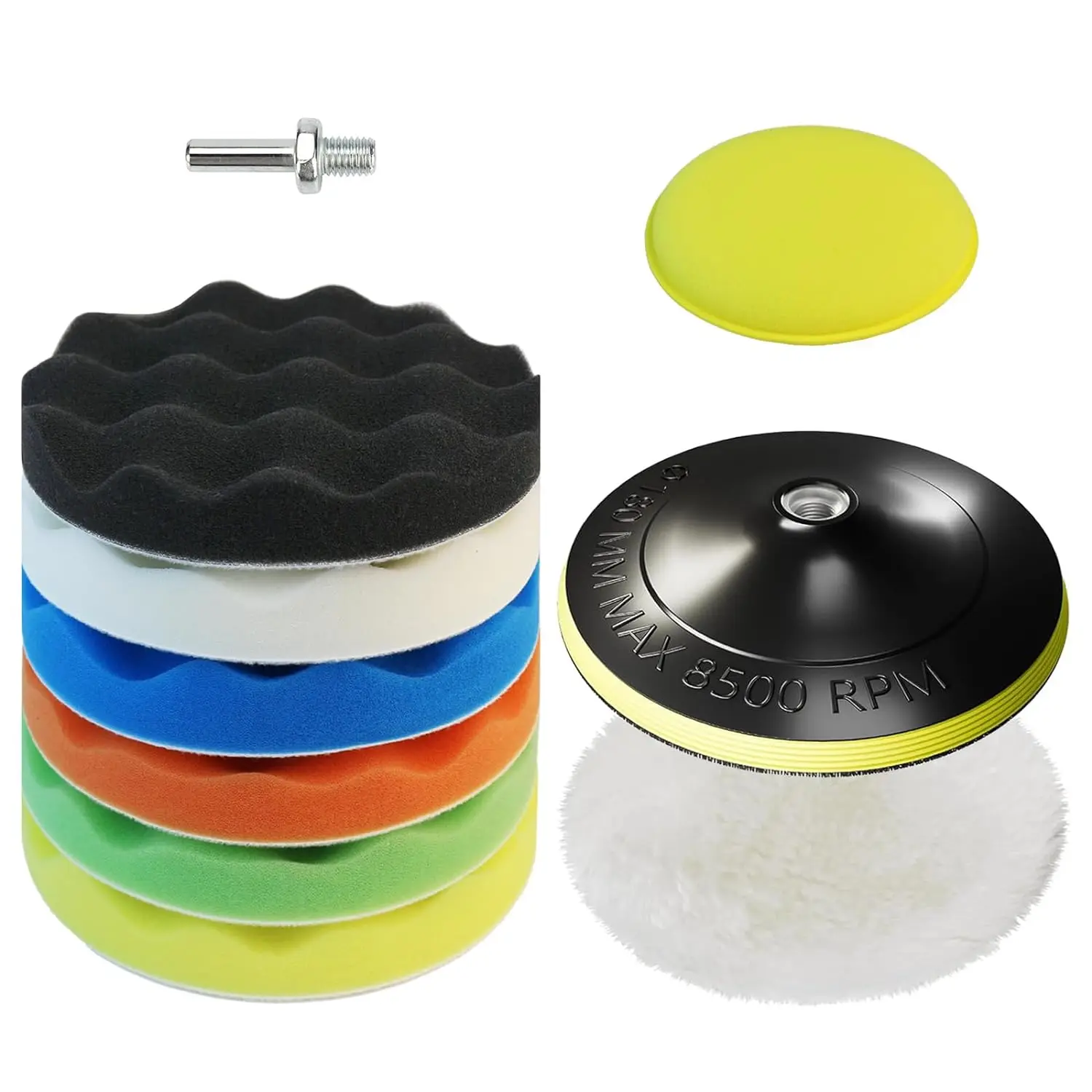 6-Zoll-Schwammpolierpads 10-teilig mit Wollpufferkissen-Bohr adapter zum Polieren von Auto wachs und Steh versiegelung – Detail 1