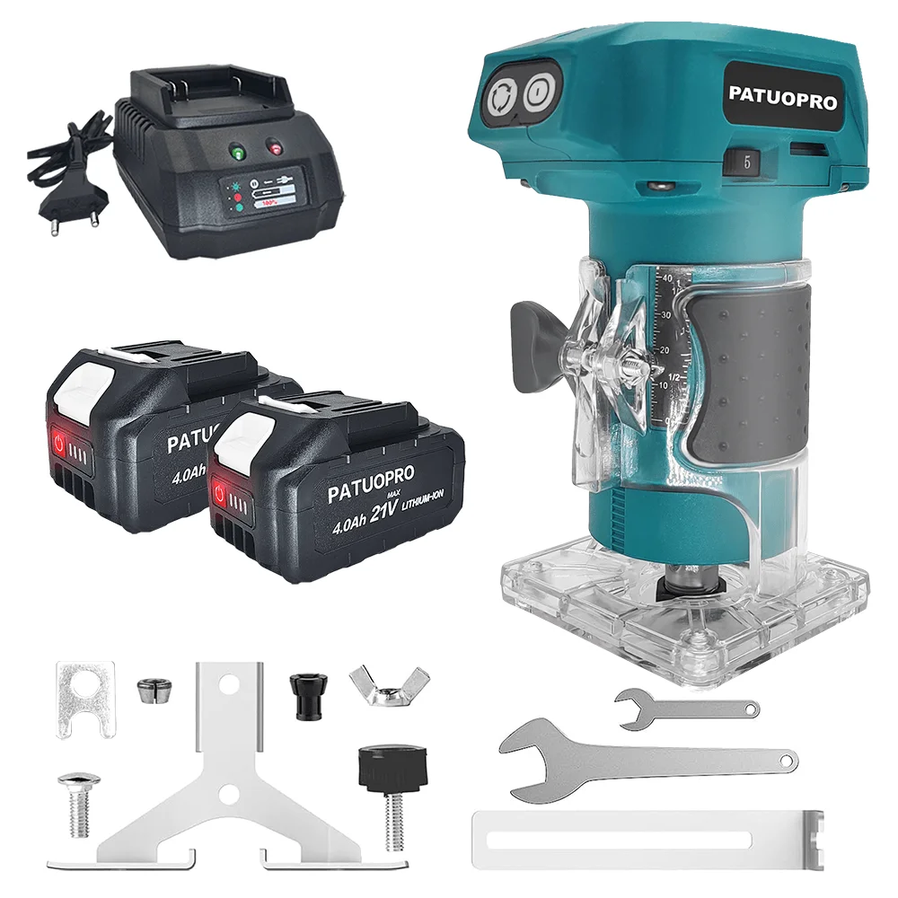 5-Speed Brushless Electric Trimmer Cordless Router Slotting Circling Carving Trimming Power Tool For Makita 18V Battery