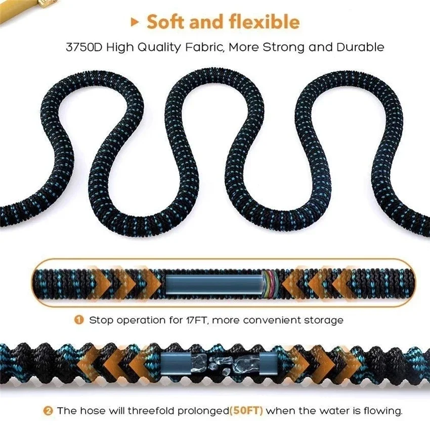 Expandable Hose Expandable Double Metal Connector Garden Water Hose High Pressure Pvc Reel Magic Water Pipes for Garden Farm Irrigation Car Wash