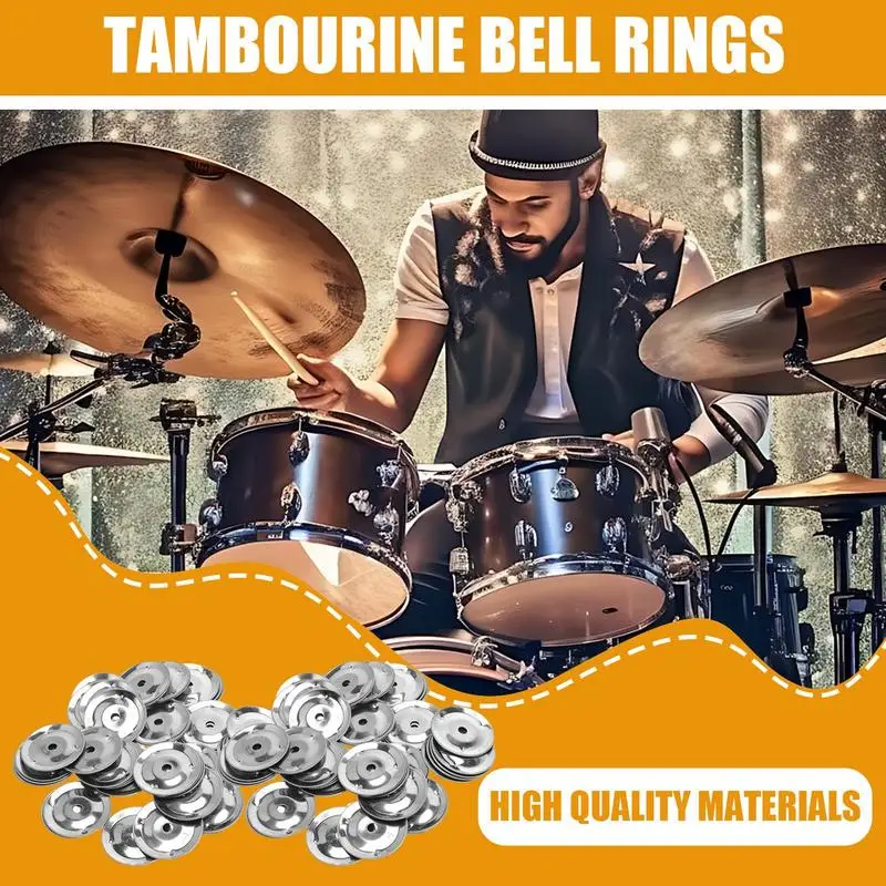Tambourine Bell Rings Cymbals Accessories Stainless Steel Tambourine Ring Cymbals Ching Ring Replacement Drum Accessories Jingle