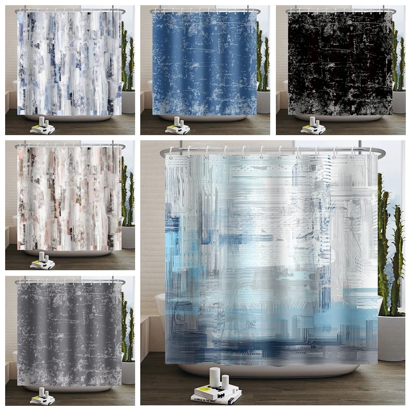 Ombre Shower Curtains Abstract Rustic Bathroom Decor Paint Brush Graffiti Design Vintage Country Grunge Style Shower Curtain