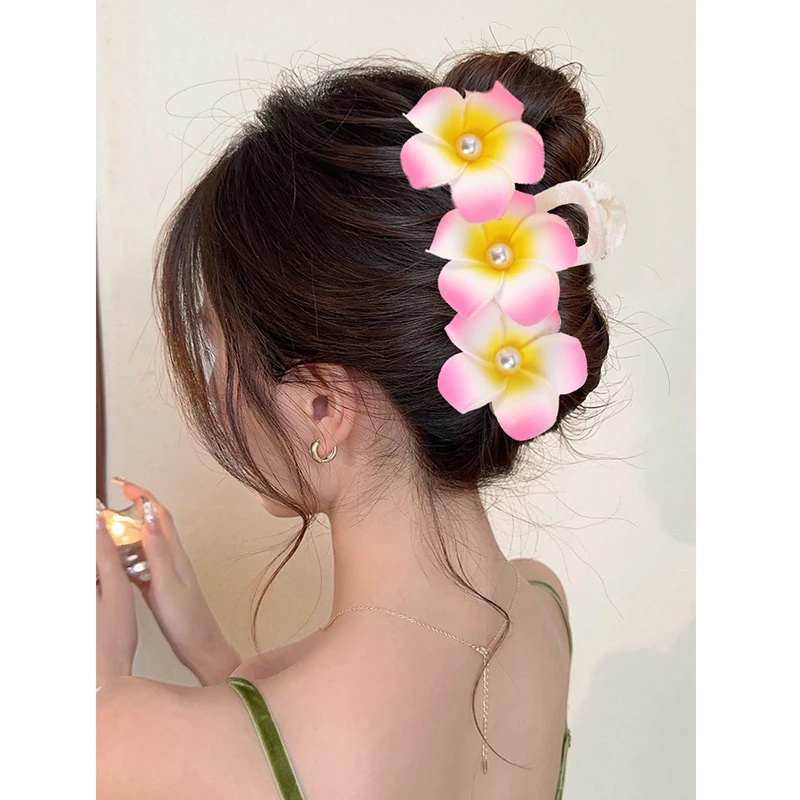 Large Size Flower Hair Claw Women Korean Ponytail Hairpin Hair Crab Hair Clips For Girls Summer Sweet Hair Accessories Headwear
