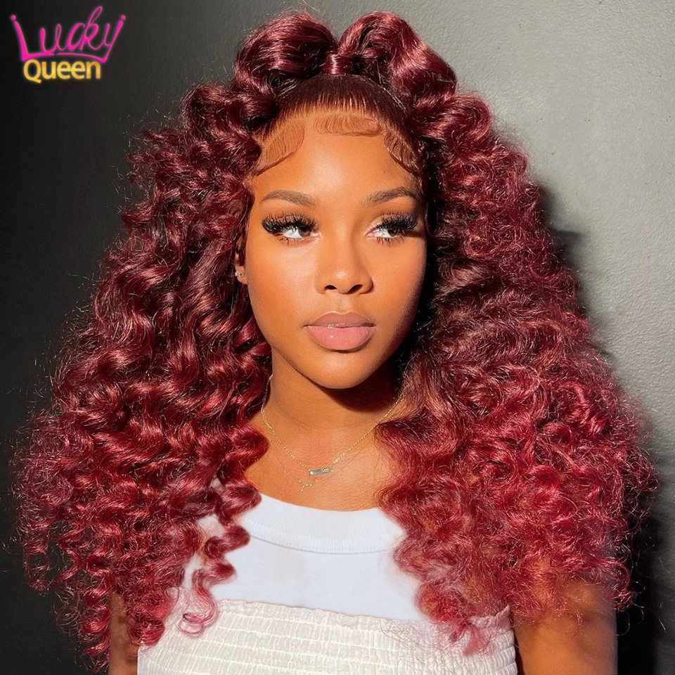 

180 Density 99j Burgundy 13x4 Lace Front Human Hair Wigs Loose Wave Lace Frontal Wig Brazilian Remy Hair Pre Plucked