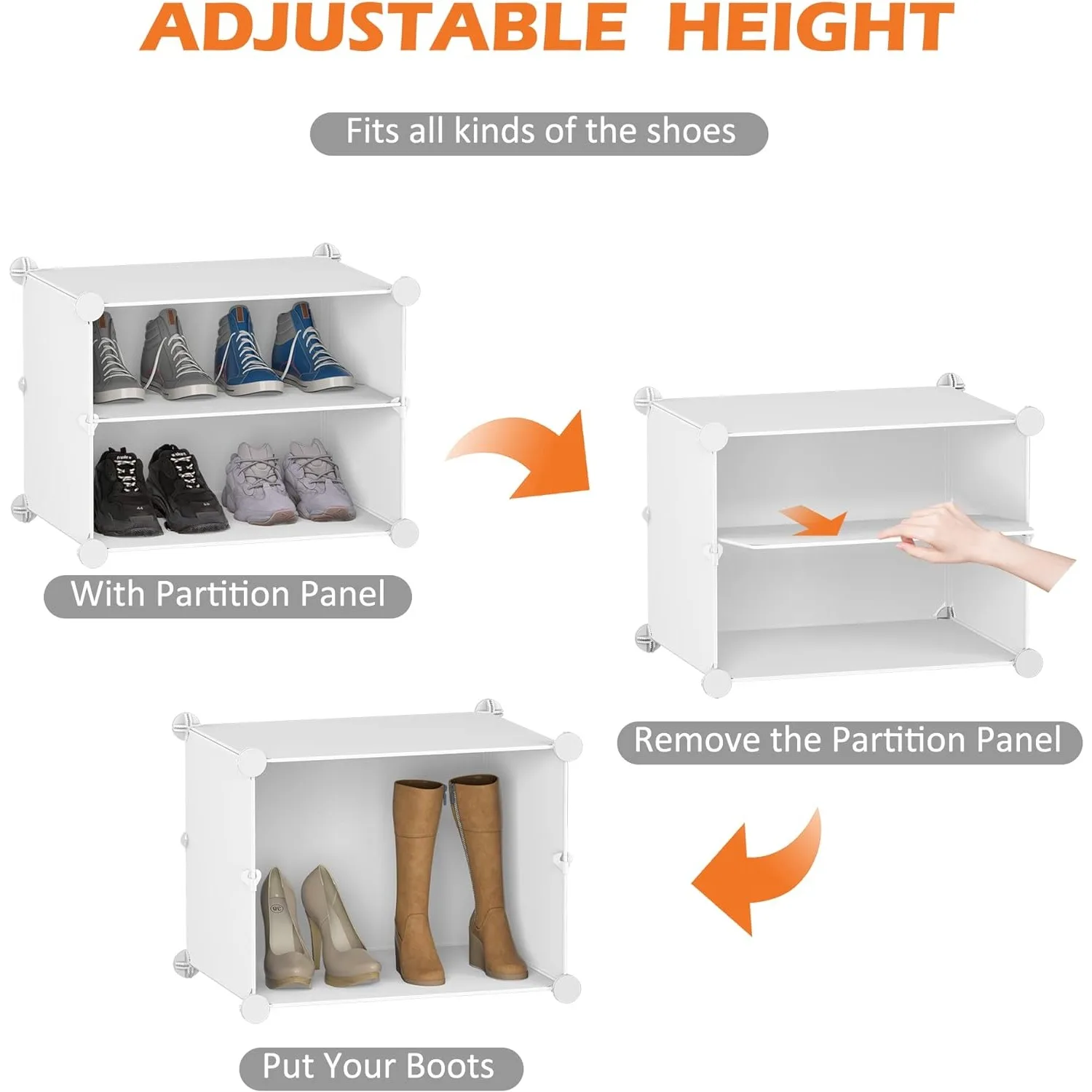 8-Tier Shoe Organizer for Closet, 32-Pair Shoe Storage Cabinet, White, Metal 6