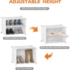8-Tier Shoe Organizer for Closet, 32-Pair Shoe Storage Cabinet, White, Metal 6