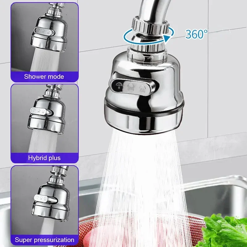 

Faucet Sprayer Universal Kitchen Faucet Adapter Pressurized Splash-proof Faucet Extender 360° Rotation Water Saving Tap Nozzle