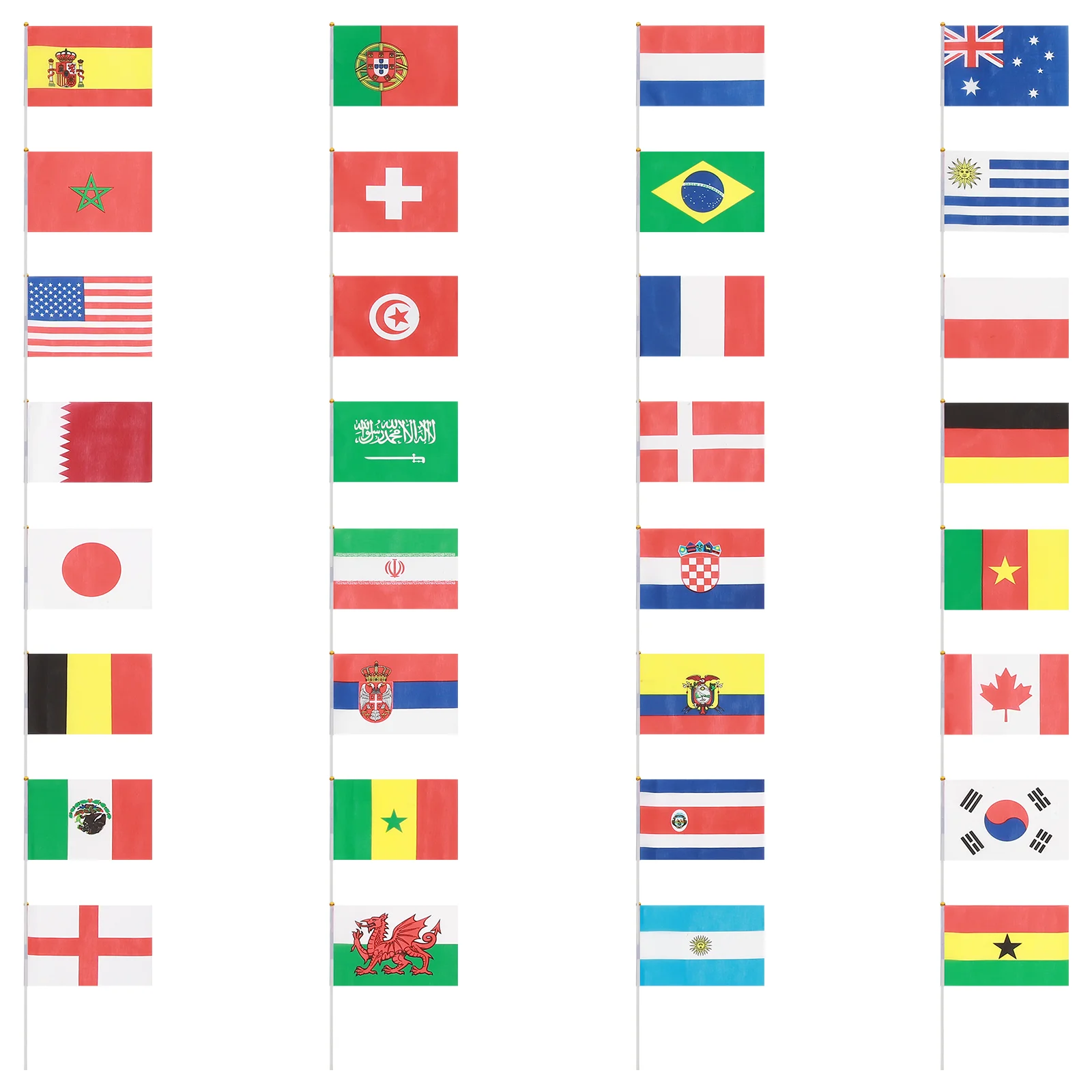 Hand Held National Flag Stick International World Country Flags Banners for Bar Party Decor Hand waving flag countries