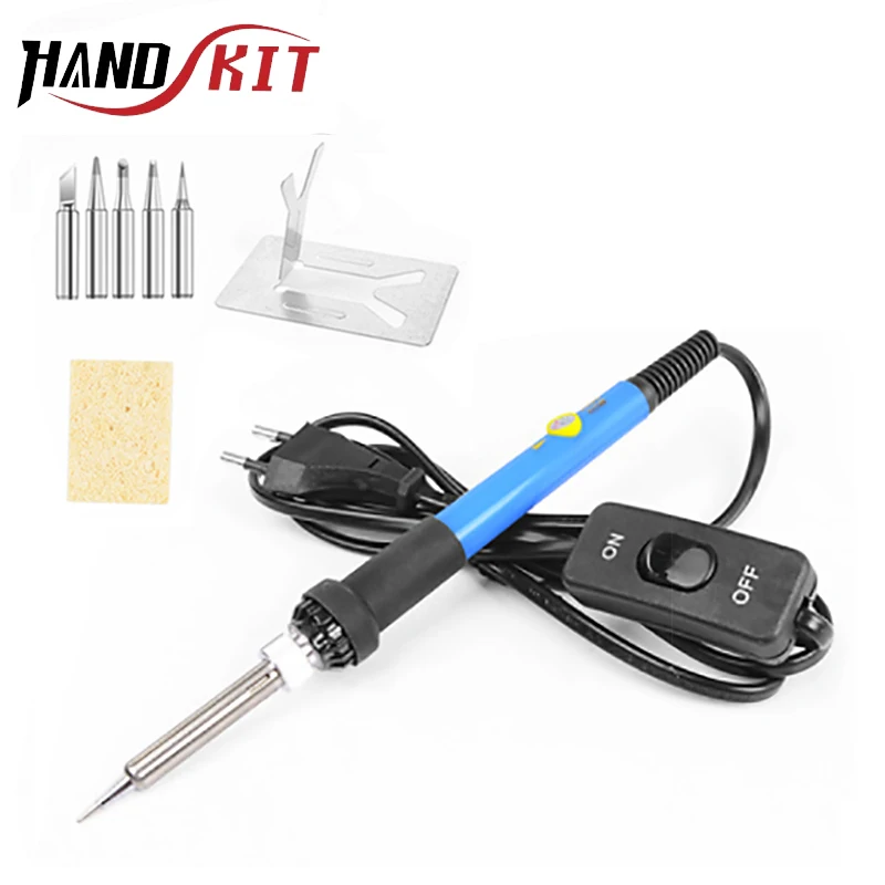 HANDSKIT 60W Electric Soldering Iron Set Adjustable Temperature Ceramic Core Heating Portable Home Welding Solder Repair Tools