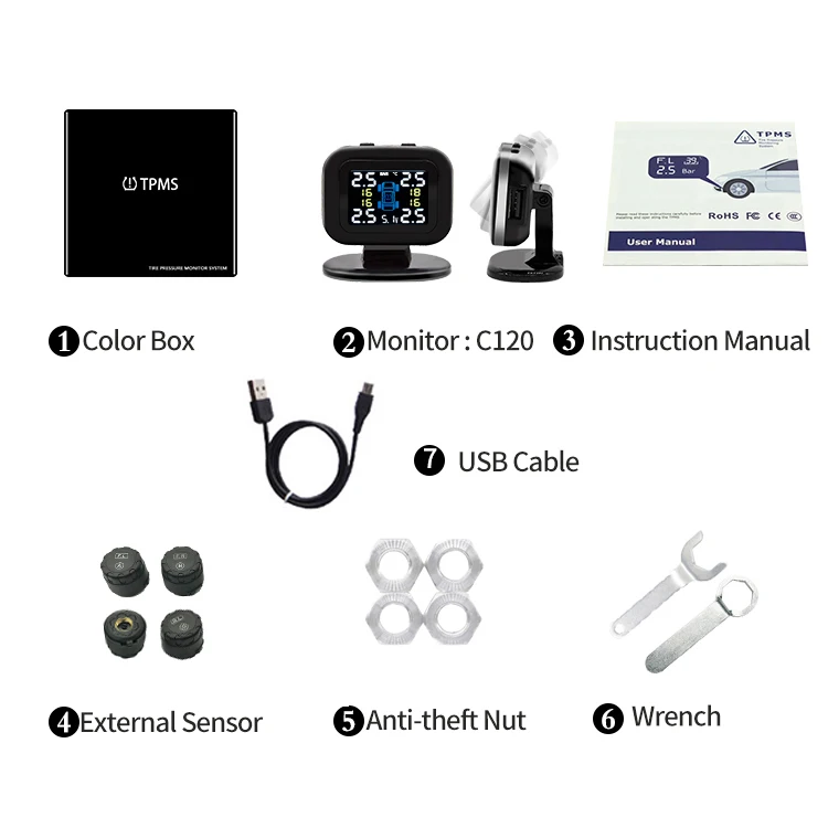 

Wireless Tire Pressure Monitoring System Car Tyre Pressure Sensor