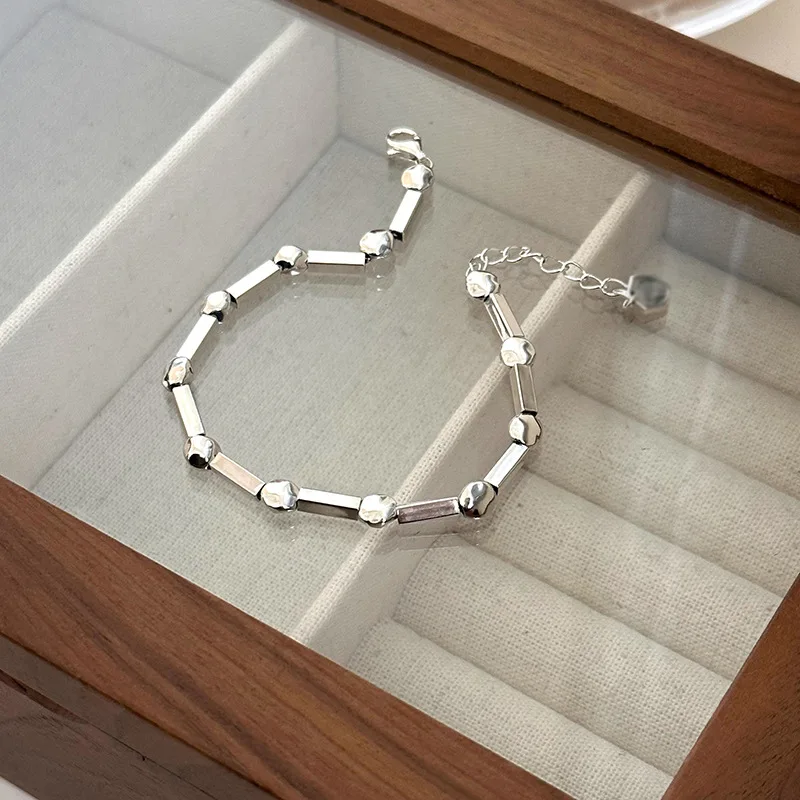 

New 925 Silver Irregular Cube Geometric Punk Adjustable Chain Bracelet For Woman Girl Fashion Jewelry Gift Dropship Wholesale