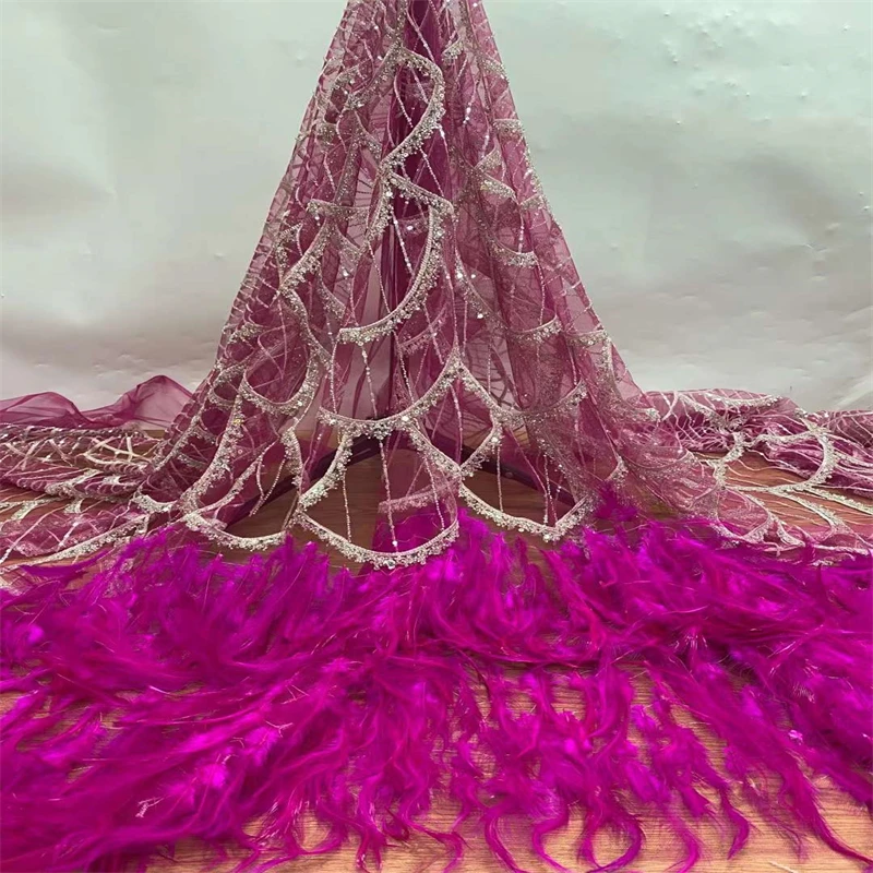 

SJ Lace African Lace Fabric 3D Feather lace 2022 High Quality Nigerian Party Sequins Embroidery French Lace Fabric jh11-77