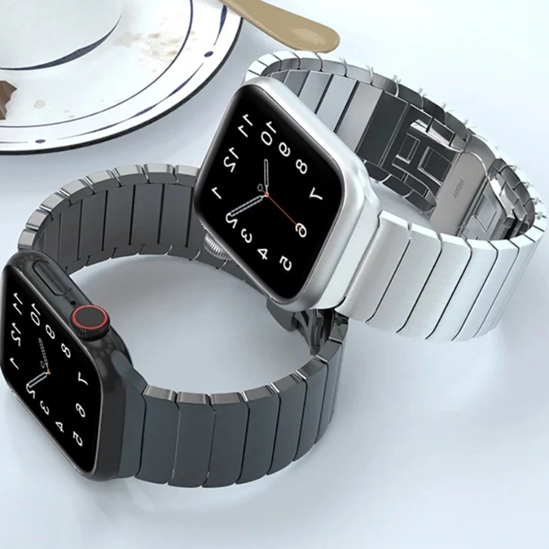 Luxurious Solid Stainless Steel Strap with Butterfly Buckle