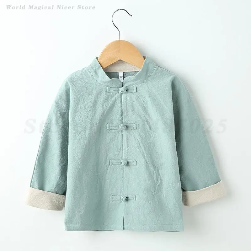 Children's Hanfu Tang Clothes Chinese Style Shirt New Year Festival Jacket Boy Girls Traditional Tang Tops Baby Kong Fu Blouse